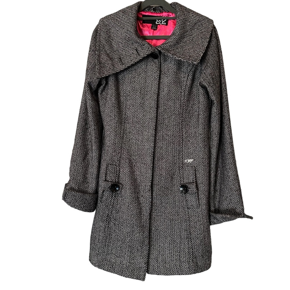 Fox Herringbone Wool Coat